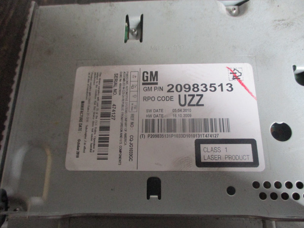 VAUXHALL MERIVA B 2011 RADIO CD PLAYER STEREO HEAD UNIT 20983513