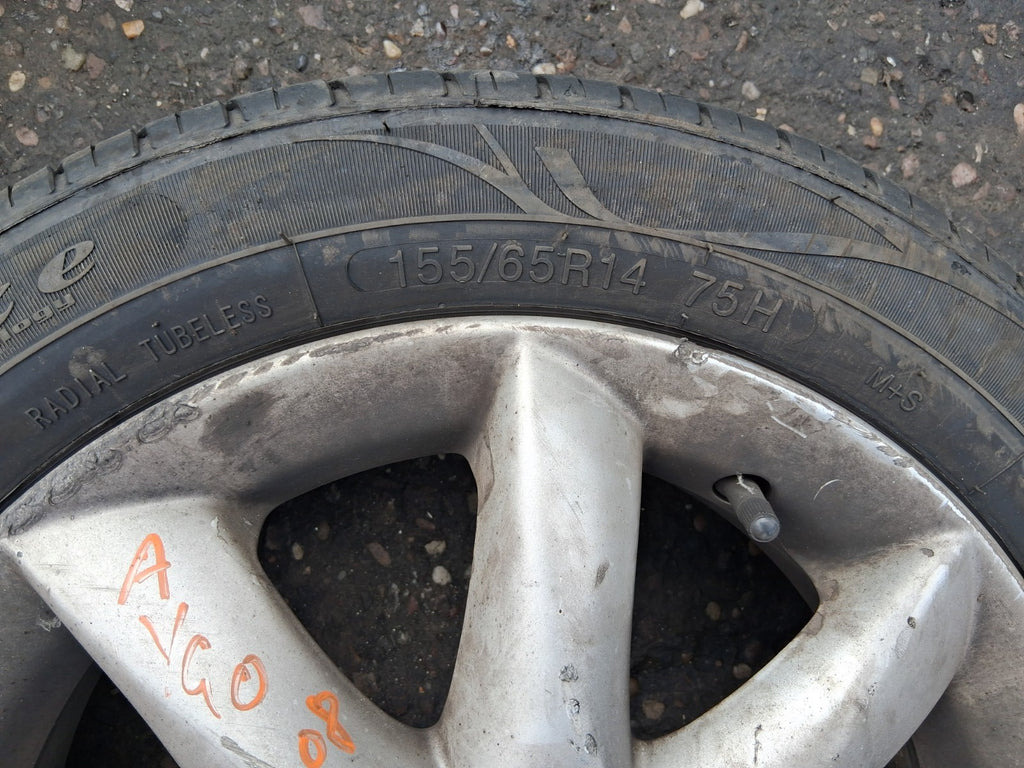 2008 TOYOTA AYGO MK1 14 INCH ALLOY WHEEL WITH TYRE 155/65R14