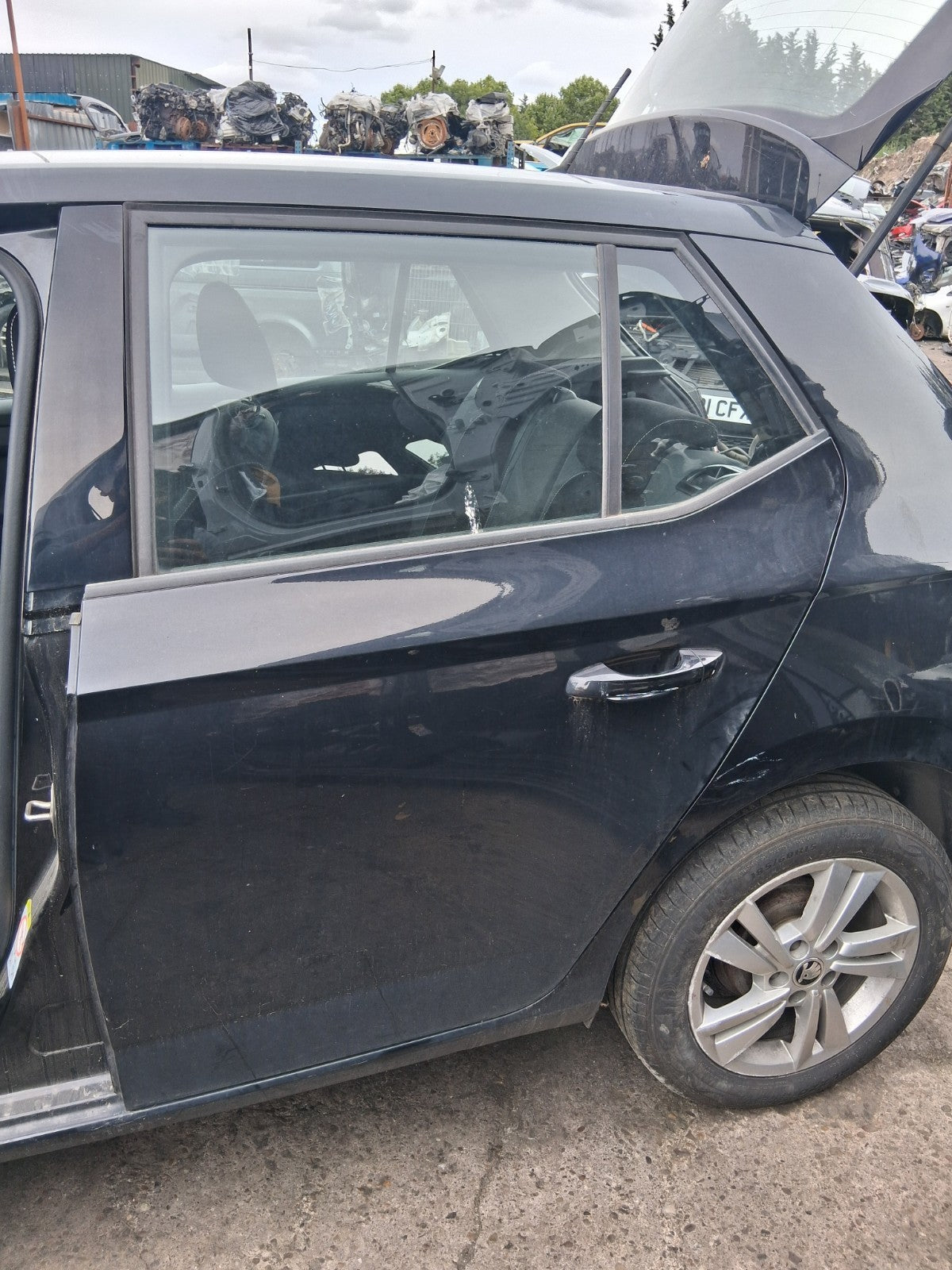 2020 SKODA FABIA MK3 NJ HATCHBACK NSR PASSENGER SIDE REAR LEFT BARE DOOR BLACK