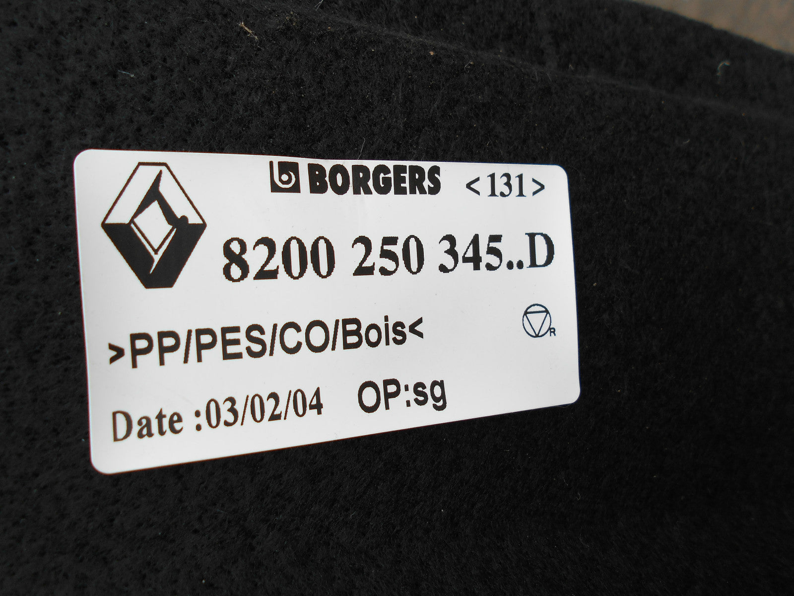 RENAULT GRAND SCENIC 2005 BOOT CARPET LINER 8200250345