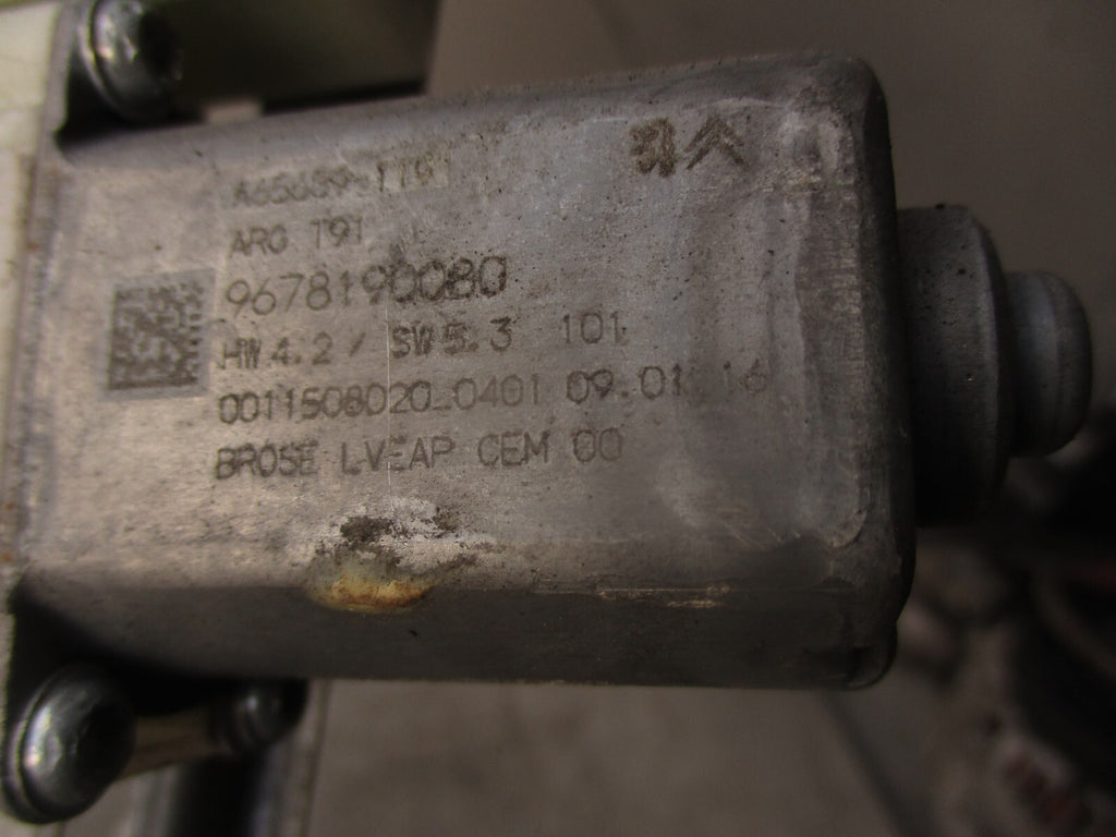 2014 PEUGEOT 308 NSR PASSENGER SIDE REAR LEFT WINDOW MOTOR REGULATOR 9678190080