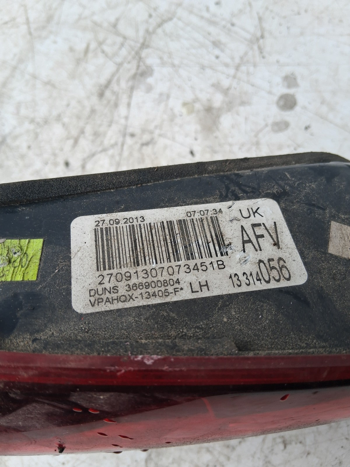 VAUXHALL ASTRA J 2013 OSR REAR OFF DRIVER SIDE TAIL LIGHT 366900804