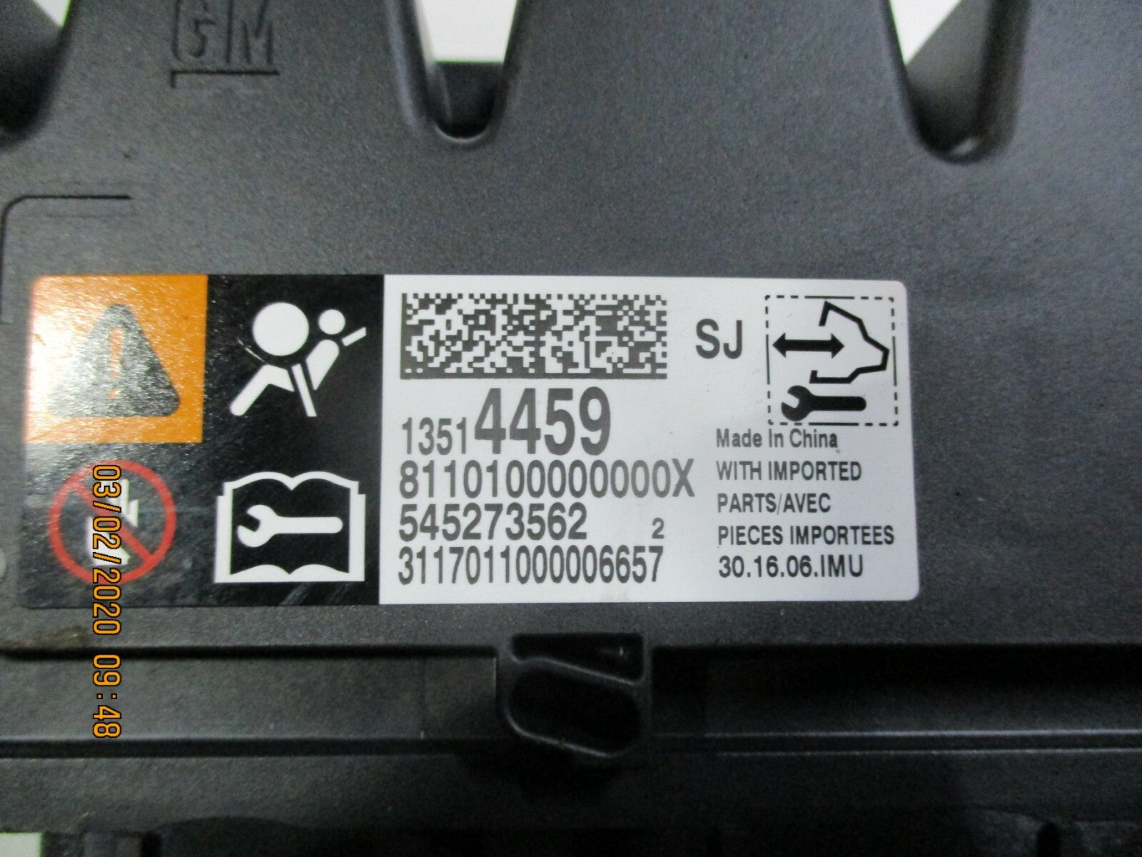 VAUXHALL VIVA 2017 AIRBAG AIR BAG SENSOR CONTROL MODULE UNIT 13514459 545273562