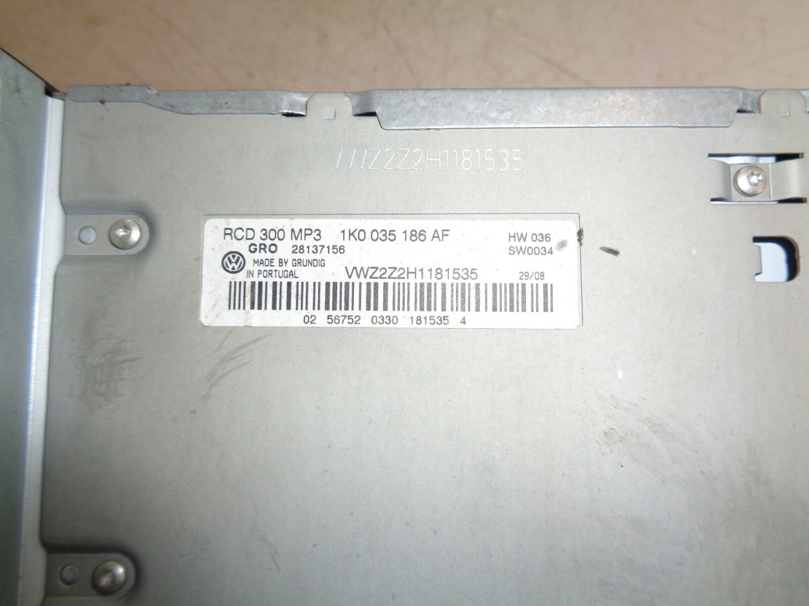 VW VOLKSWAGEN GOLF JETTA MP3 STEREO CD PLAYER RADIO HEAD UNIT 1K0035186AF