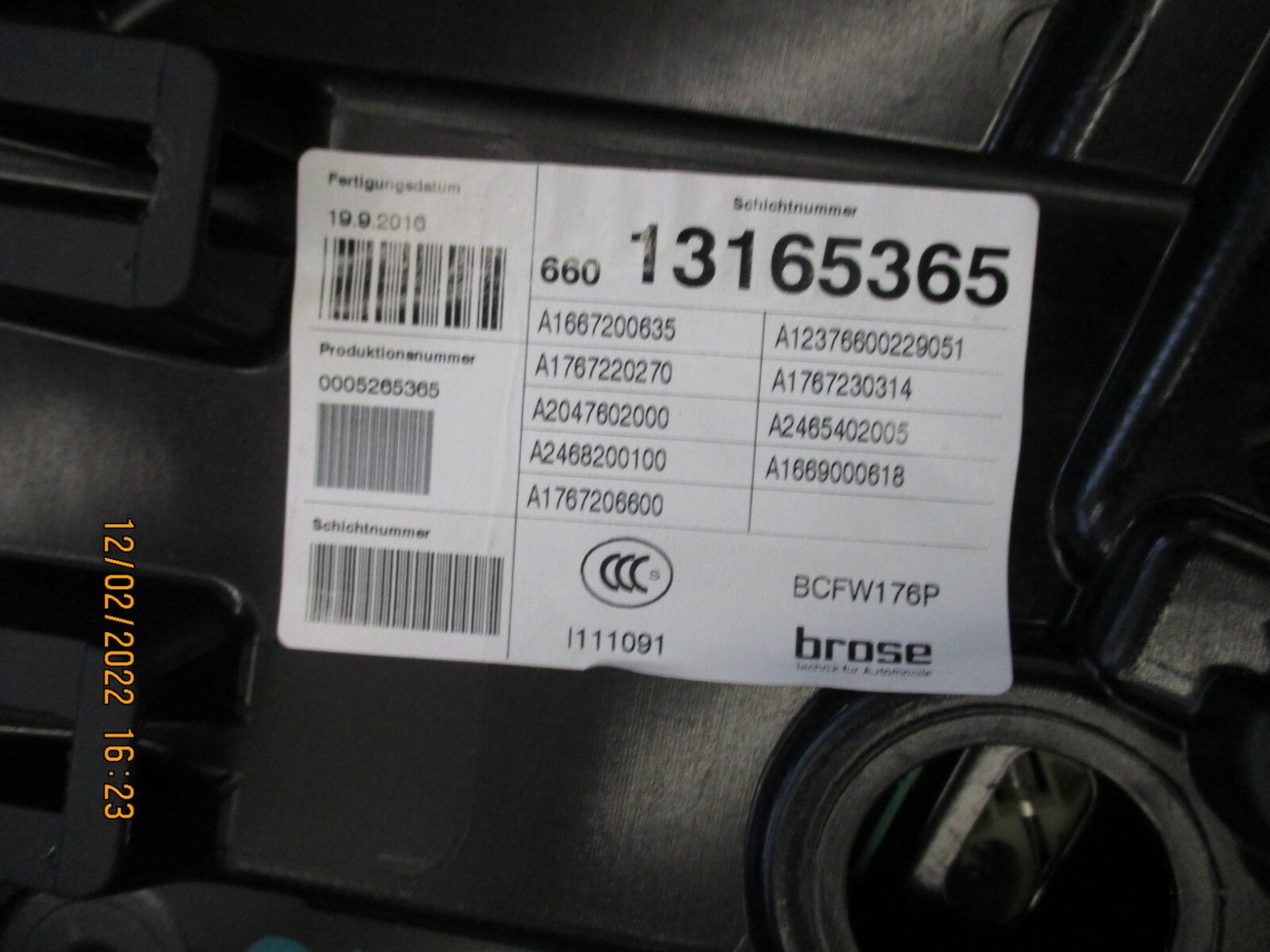 MERCEDES-BENZ A-CLASS 2016 MK3 W176 OSF FRONT DRIVER SIDE INNER DROP PANEL