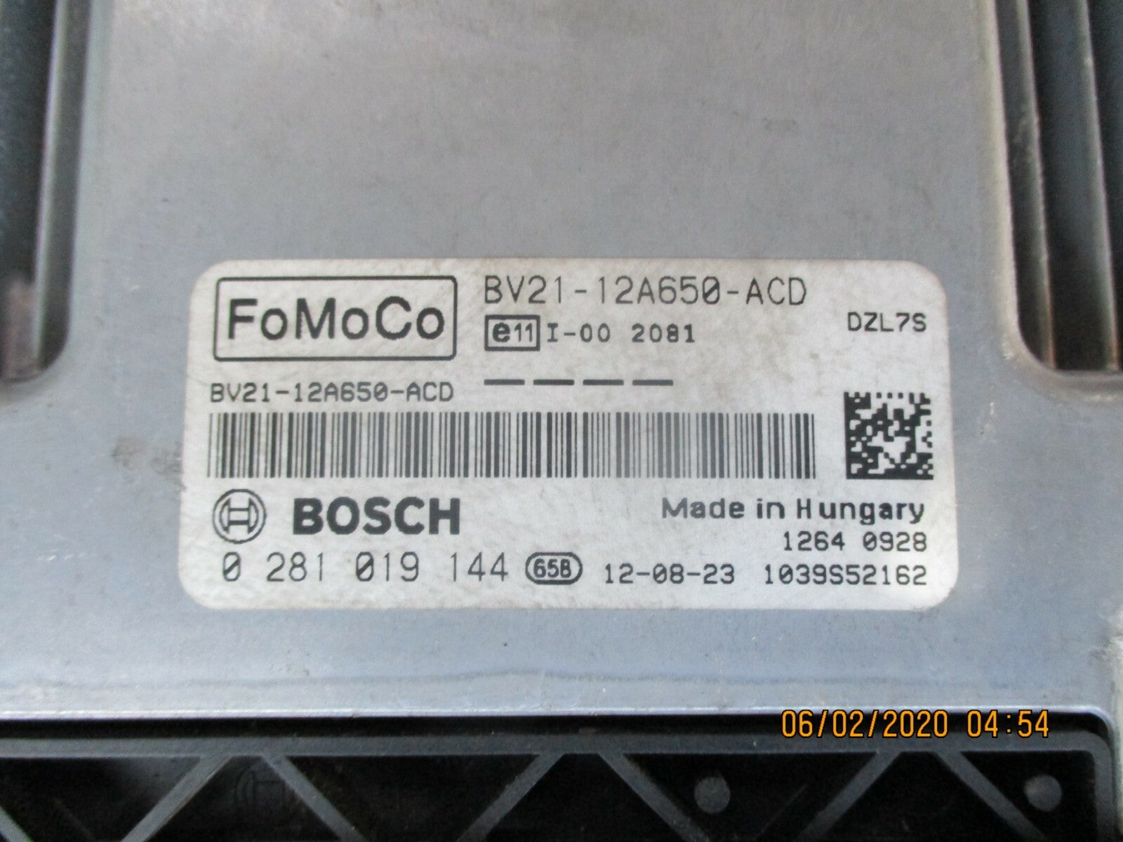 FORD FIESTA MK7 1.4 TDCI 2012 ECU ENGINE CONTROL UNIT MODULE BV21-12A650-ACD