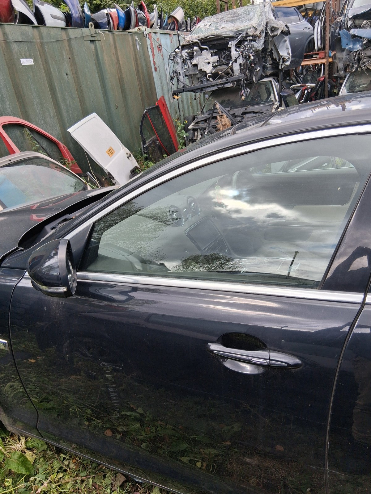 2012 JAGUAR XJ X351 NSF PASSENGER SIDE FRONT BARE DOOR MIDNIGHT BLACK MET PEF