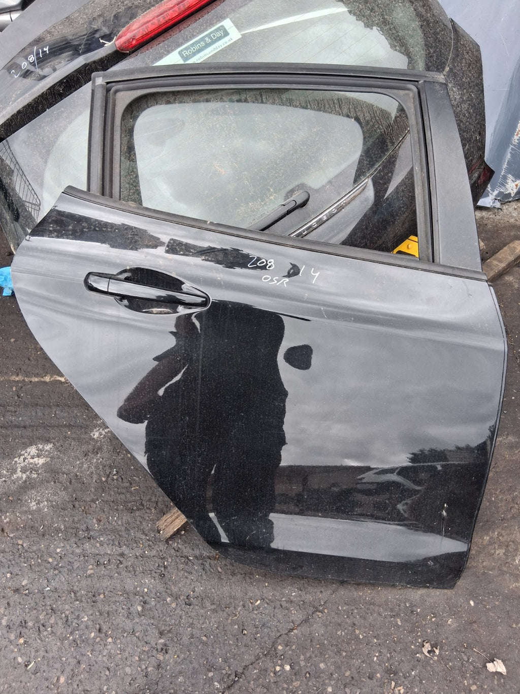 2014 PEUGEOT 208 OSR DRIVER SIDE REAR RIGHT DOOR PEARL BLACK KTV