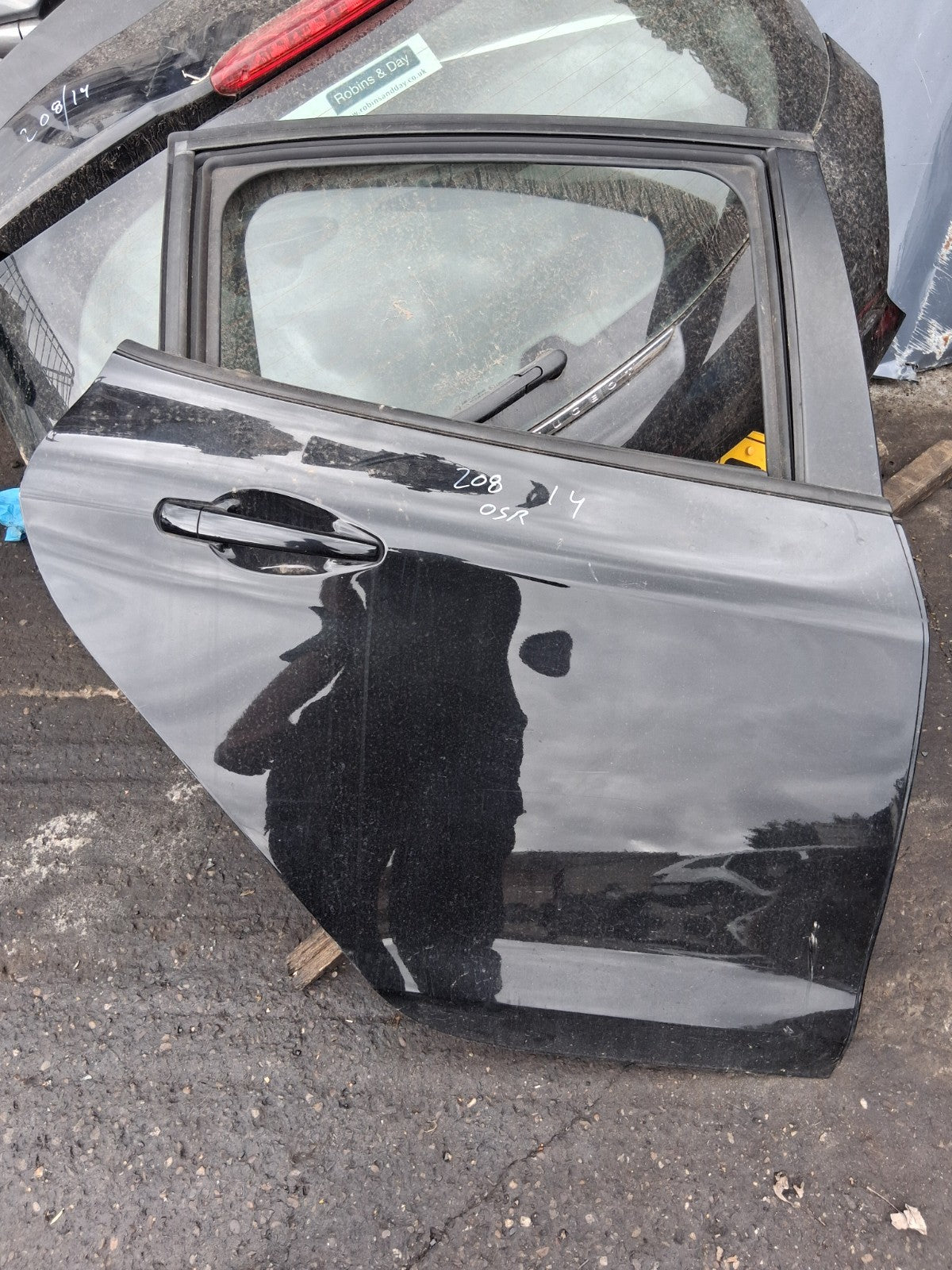 2014 PEUGEOT 208 OSR DRIVER SIDE REAR RIGHT DOOR PEARL BLACK KTV
