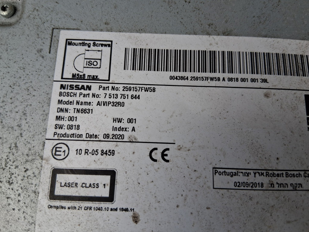 2020 NISSAN QASHQAI J11 MK2 MULTIMEDIA SAT NAV RADIO DISPLAY HEAD UNIT 259157FW5