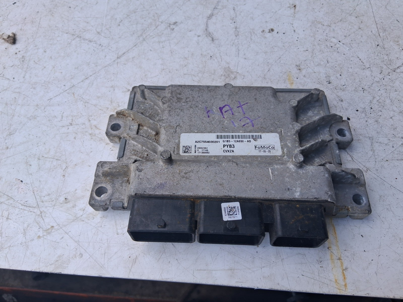 2017 FORD KA + PLUS ENGINE ECU CONTROL MODULE G1B512A650AD
