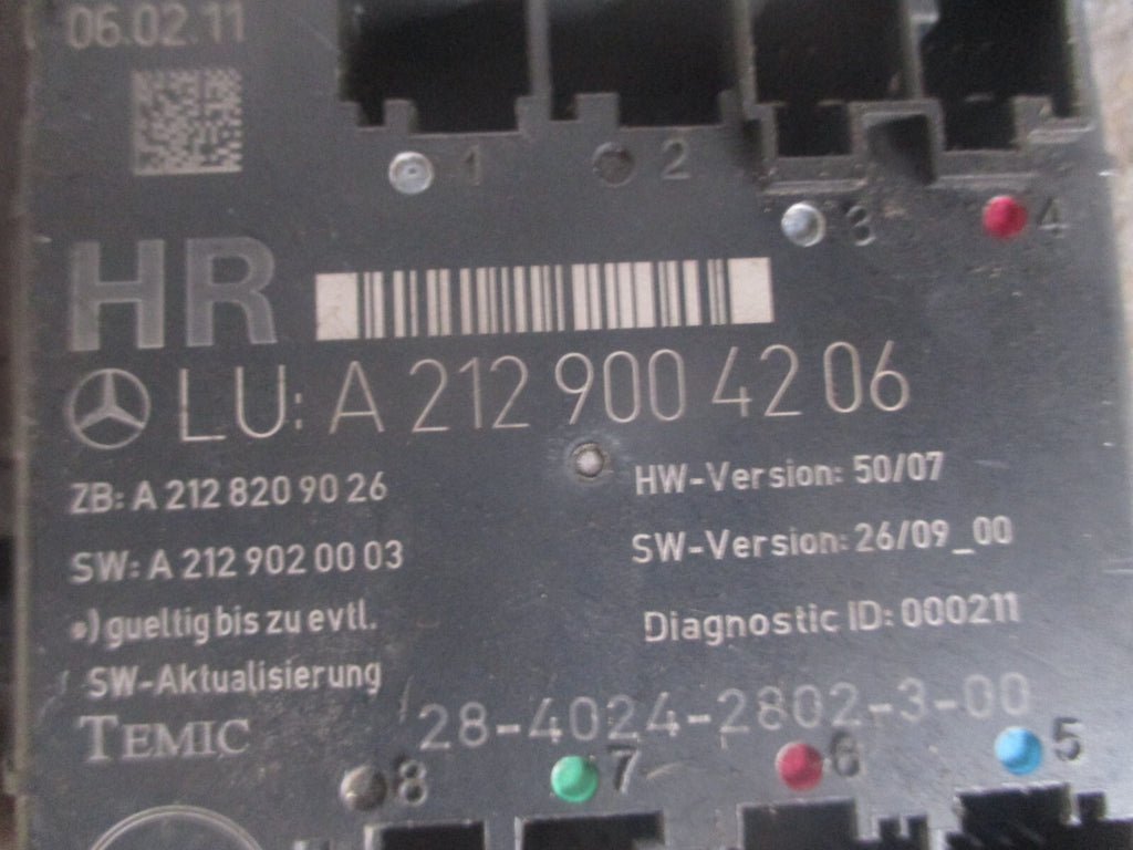 MERCEDES-BENZ E CLASS 2014 OSR DRIVER SIDE REAR DOOR CONTROL MODULE 2129004206
