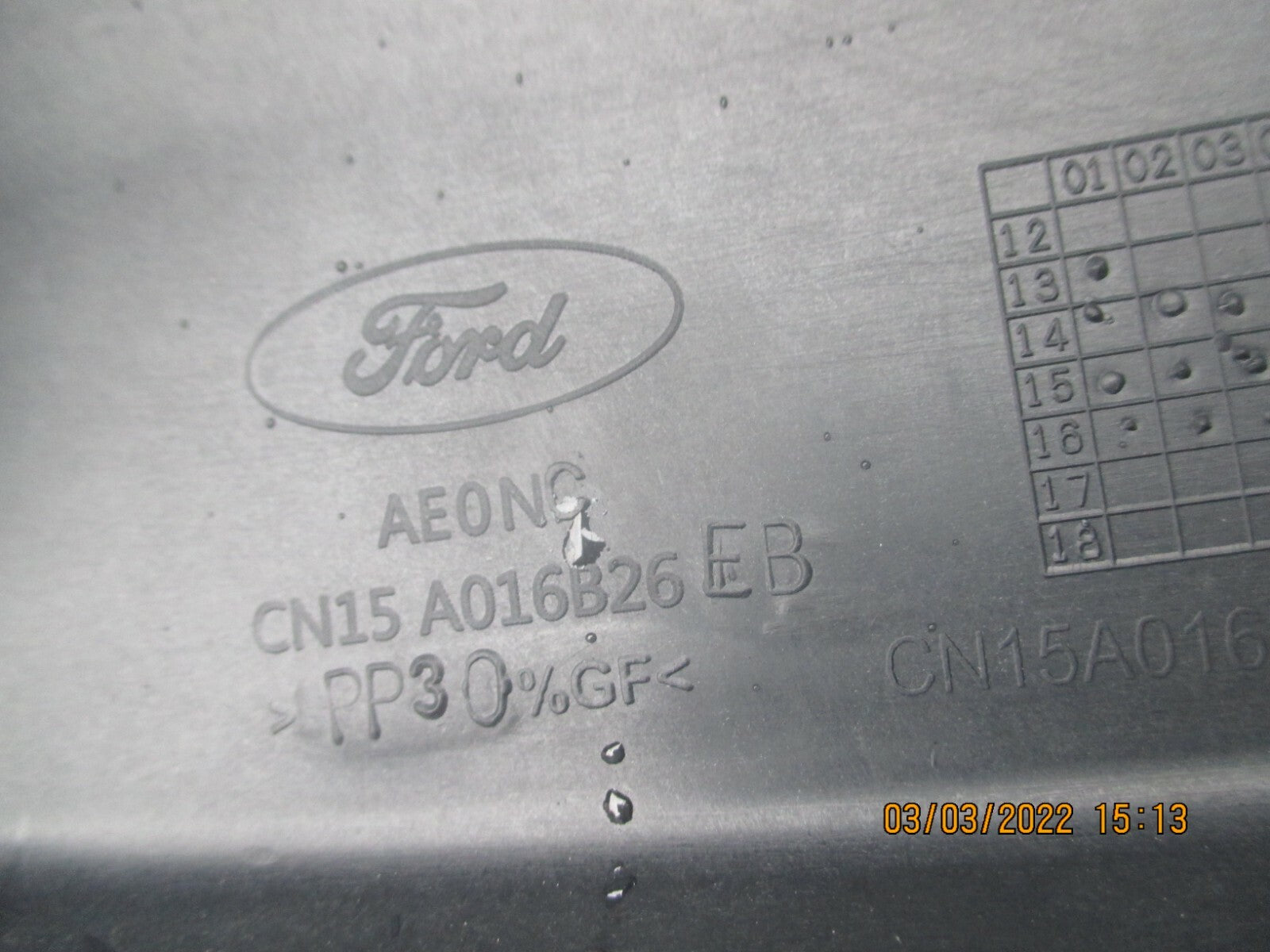 FORD ECOSPORT 2016 FRONT BULKHEAD TRIM PANEL CN15 A016B26 EB