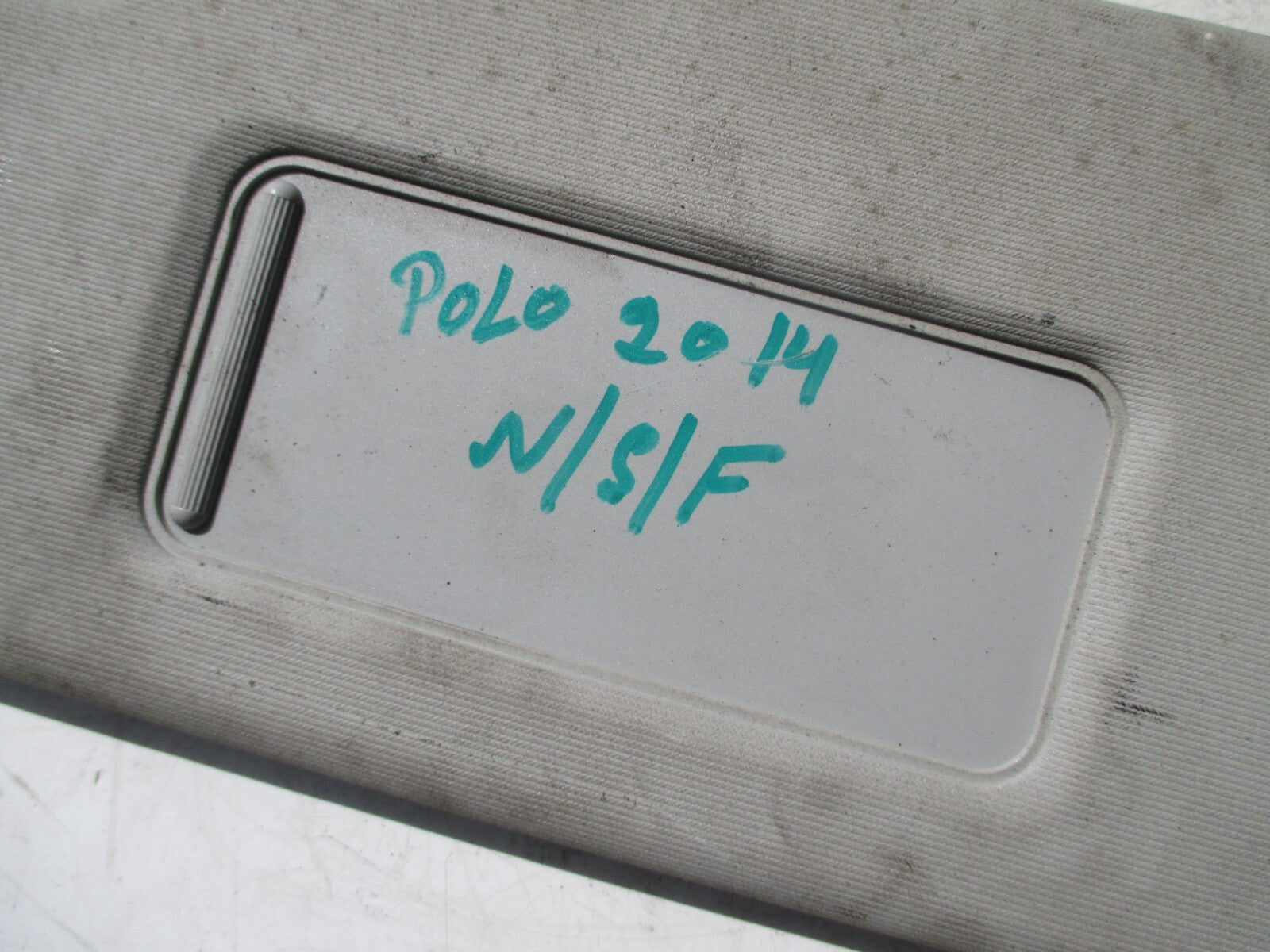 VW VOLKSWAGEN POLO 2014 NSF PASSENGER SIDE FRONT SUN SHADE VISOR GREY MIRROR