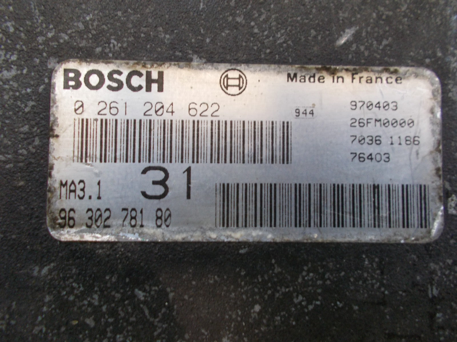 1997 PEUGEOT 106 MK2 1.1 PETROL ENGINE ECU 0261204622 9630278180
