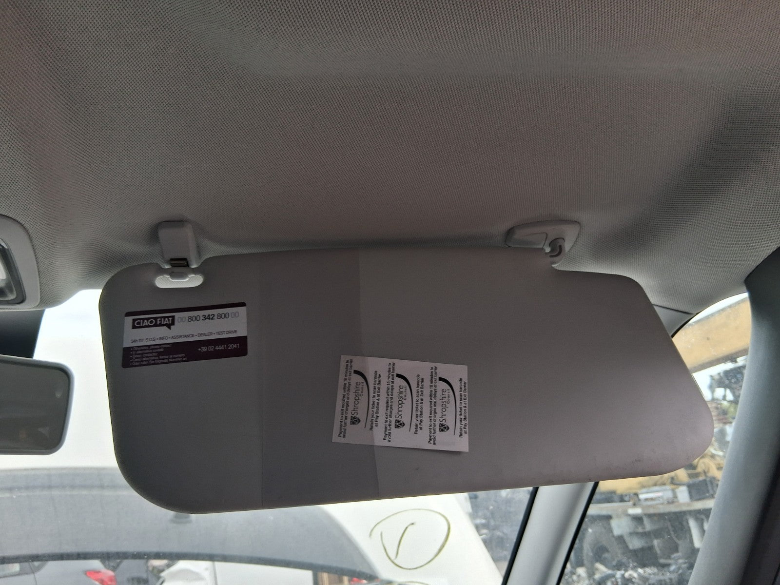 2019 FIAT 500L HATCH OSF DRIVER SIDE FRONT INTERIOR SUN VISOR SHADE