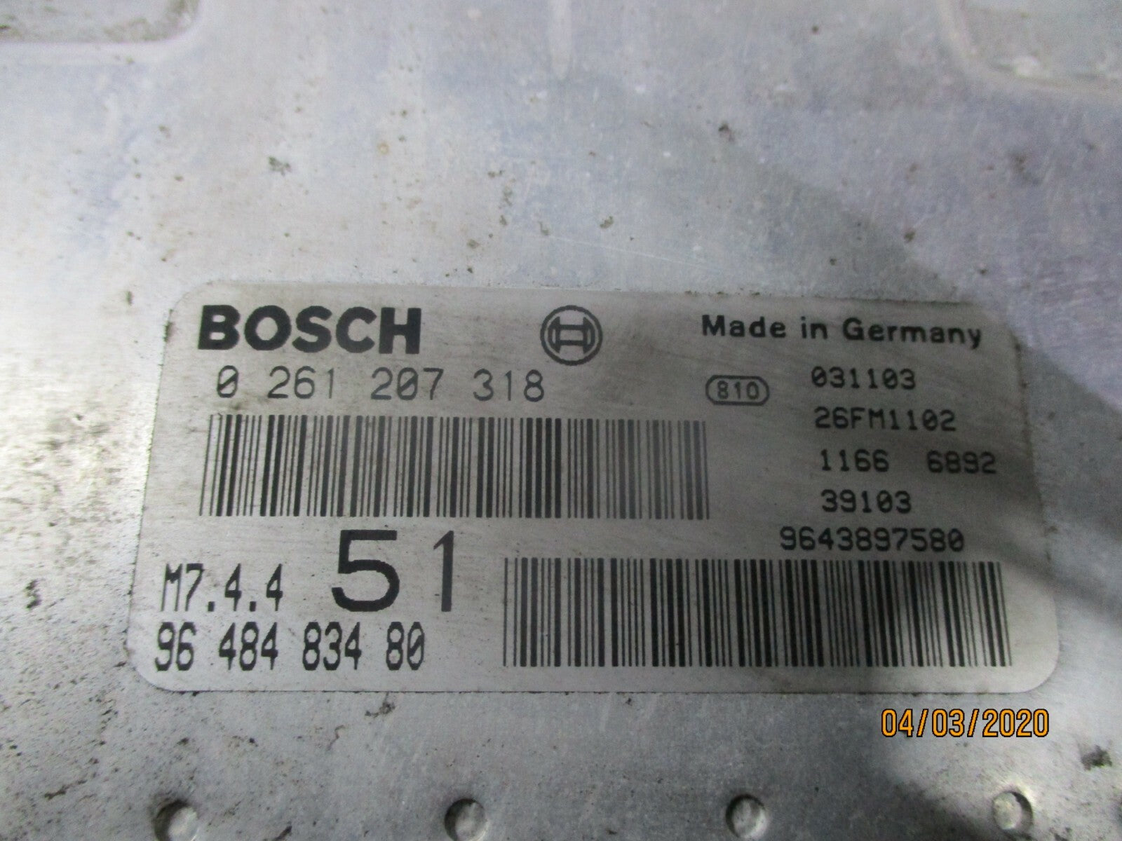 CITROEN XSARA PICASSO 1.6I 2003 ECU ENGINE CONTROL UNIT 0261207318 9648483480