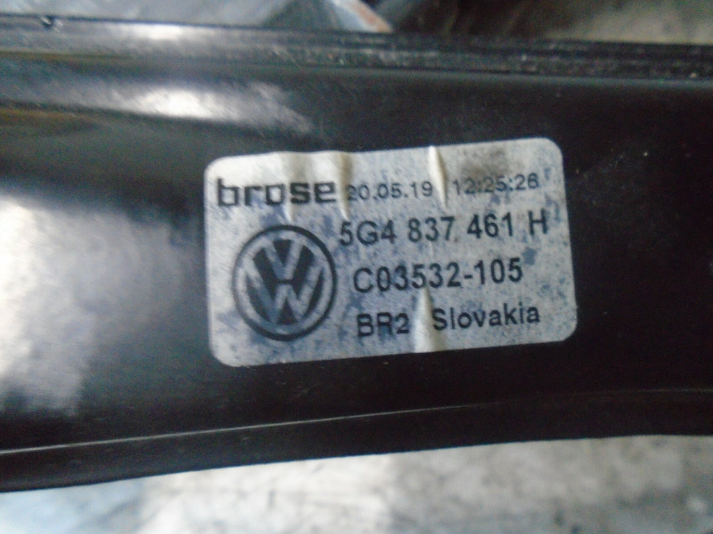 VOLKSWAGEN GOLF 2018 MK7 NSF FRONT PASSENGER SIDE WINDOW MOTOR REGULATOR