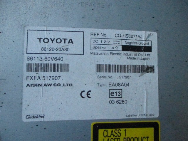 TOYOTA AVENSIS MK3 T270 2011 RADIO MEDIA PLAYER HEAD UNIT DAMAGED 8612020A80