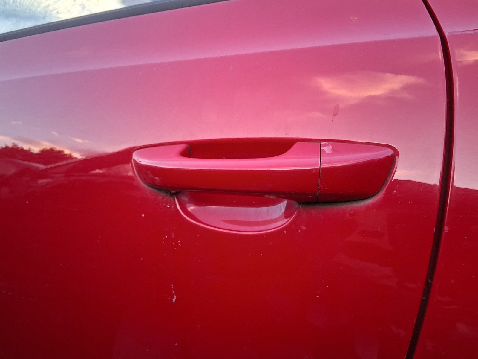 2014 VW VOLKSWAGEN SCIROCCO MK3 NS PASSENGER SIDE EXTERIOR DOOR HANDLE RED