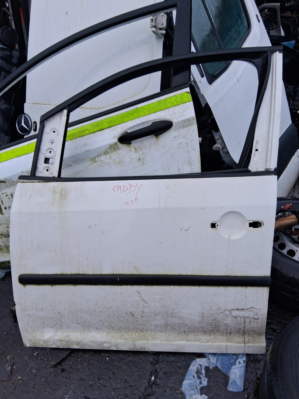 2014 VW VOLKSWAGEN CADDY 2K NSF PASSENGER SIDE FRONT LEFT BARE DOOR WHITE