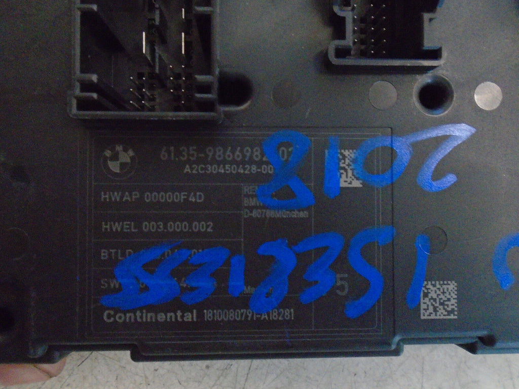 BMW 1 SERIES 2018 F20 REAR BODY CONTROL MODULE UNIT 9866982