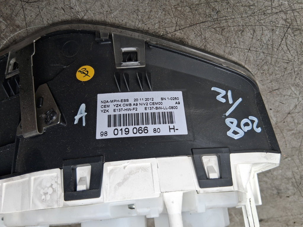 2012 PEUGEOT 208 1.2 PETROL SPEEDO SPEEDOMETER INSTRUMENT CLUSTER 9801906680