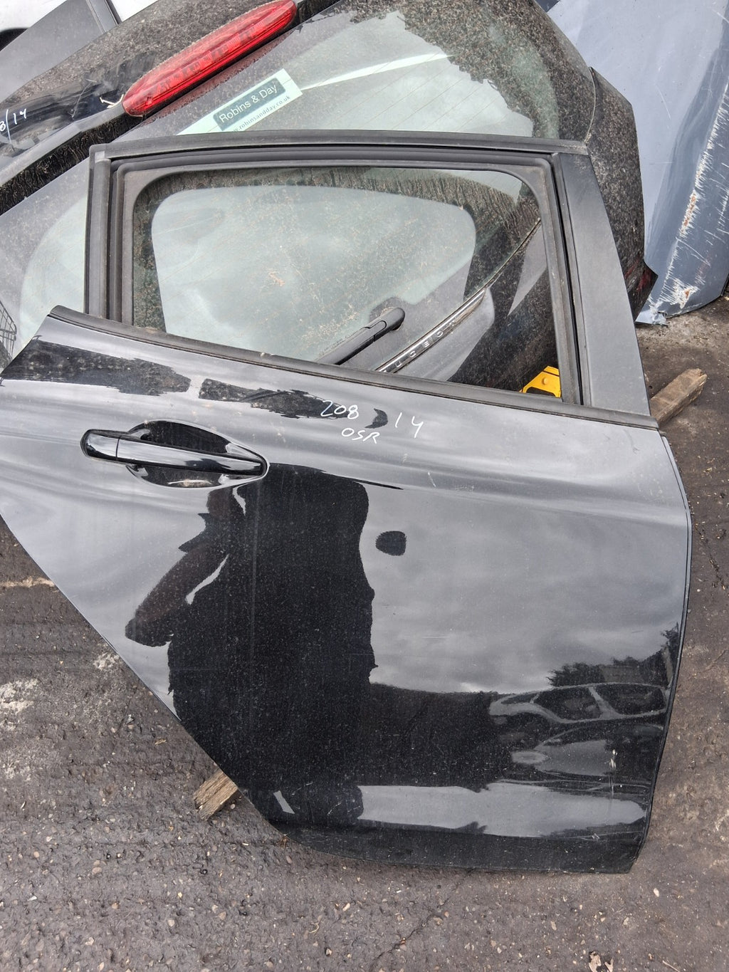 2014 PEUGEOT 208 OSR DRIVER SIDE REAR RIGHT DOOR PEARL BLACK KTV
