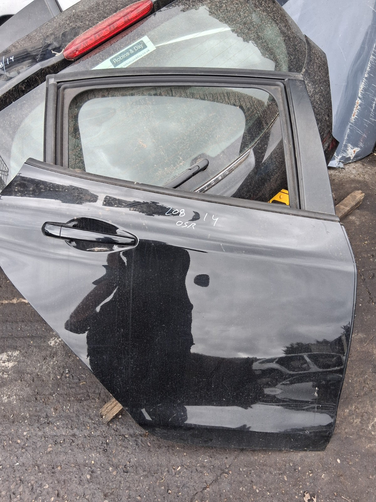 2014 PEUGEOT 208 OSR DRIVER SIDE REAR RIGHT DOOR PEARL BLACK KTV