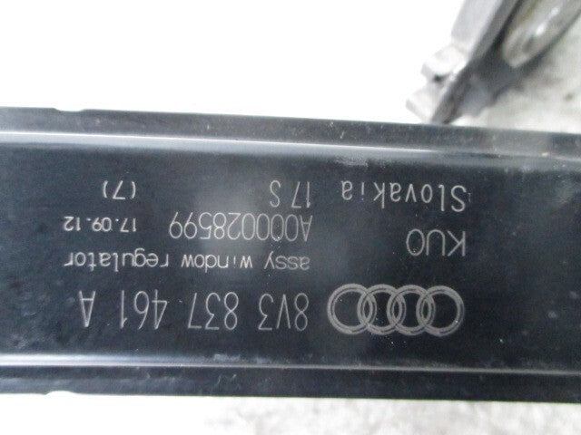 2019 AUDI A3 8V NSF PASSENGER SIDE DOOR WINDOW REGULATOR WITH MOTOR 8V3837461A