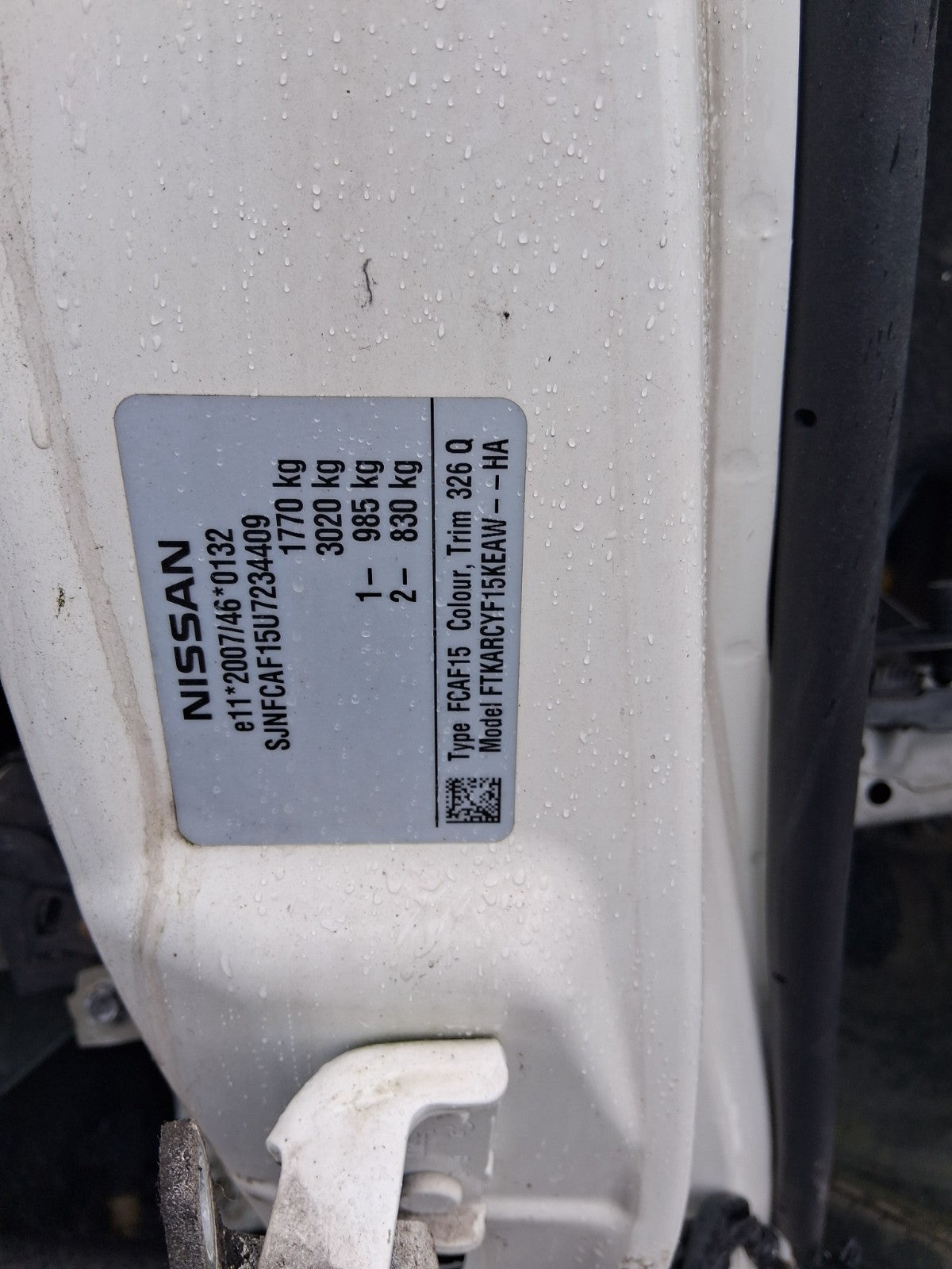 2016 NISSAN JUKE MK1 REAR COMPLETE TAILGATE BOOTLID WHITE