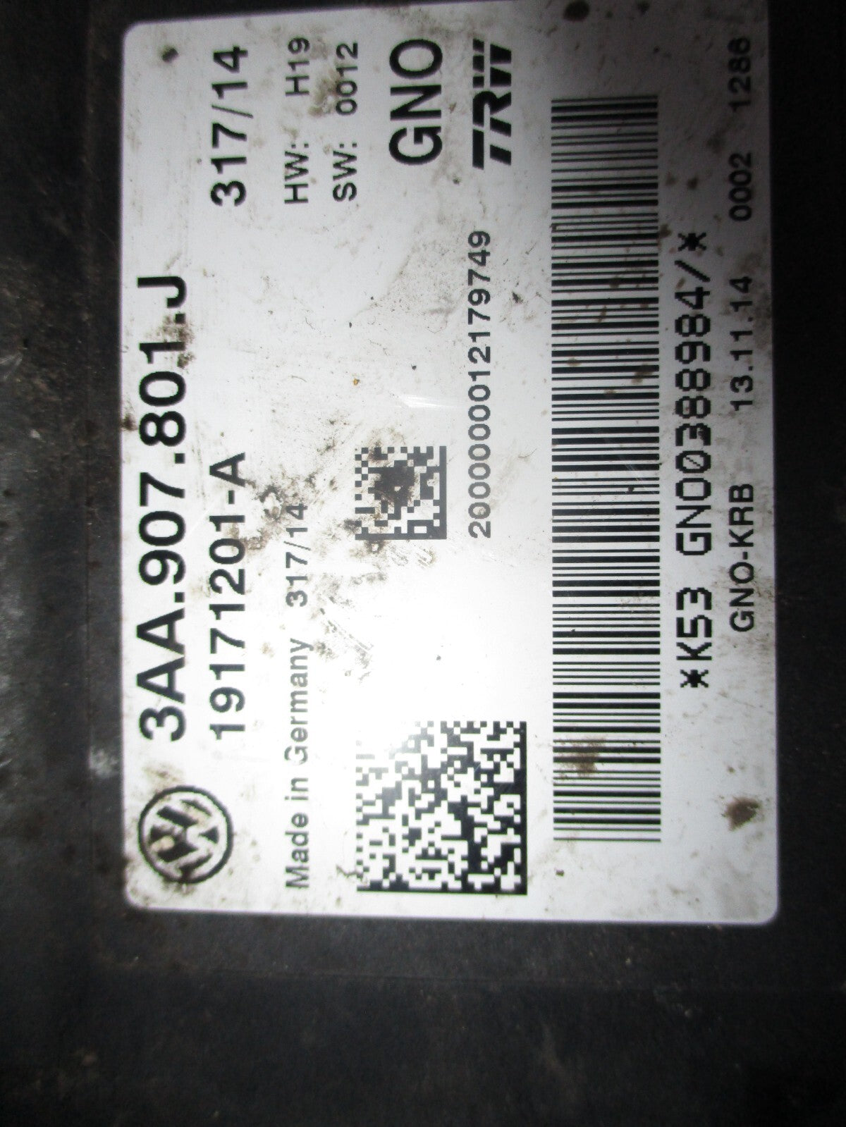 VOLKSWAGEN TIGUAN 2015 HAND BRAKE CONTROL MODULE 19171201A