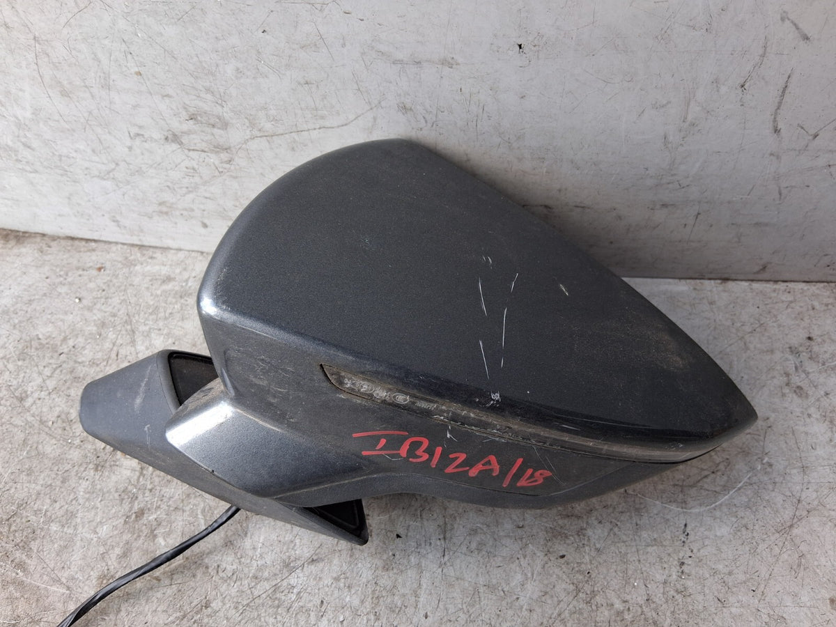 SEAT IBIZA MK5 2018 6F KJ NS PASSENGER SIDE LEFT WING MIRROR GREY