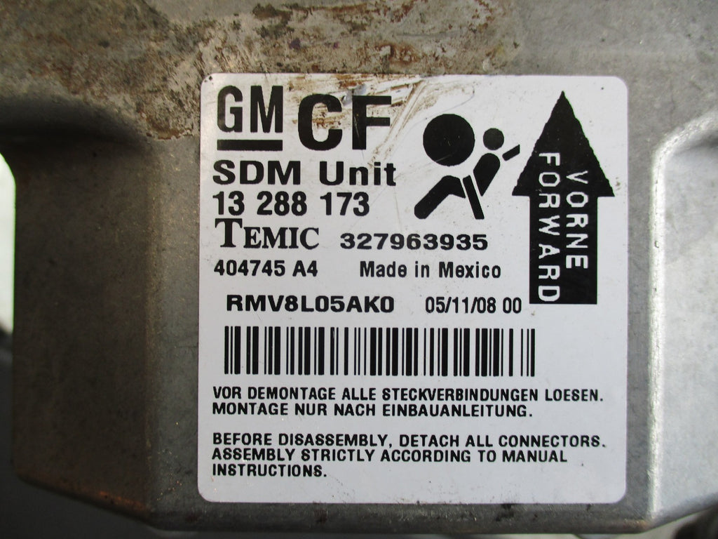 VAUXHALL ZAFIRA B BAG CONTROL UNIT BAG ECU 13288173