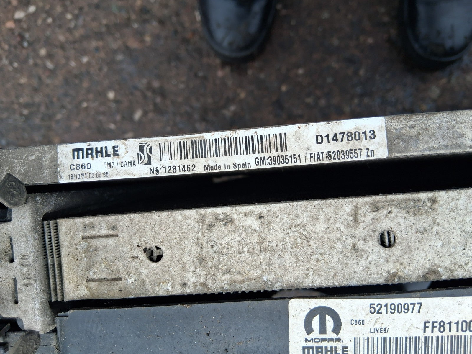 2021 FIAT FIORINO MK3 1.2 DIESEL INTERCOOLER RADIATOR 52039557