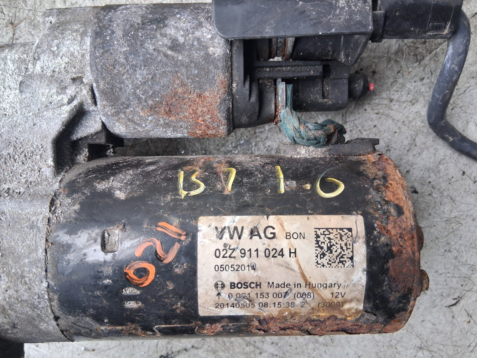 2014 VW VOLKSWAGEN PASSAT B7 1.6 DIESEL STARTER MOTOR 02Z911024H