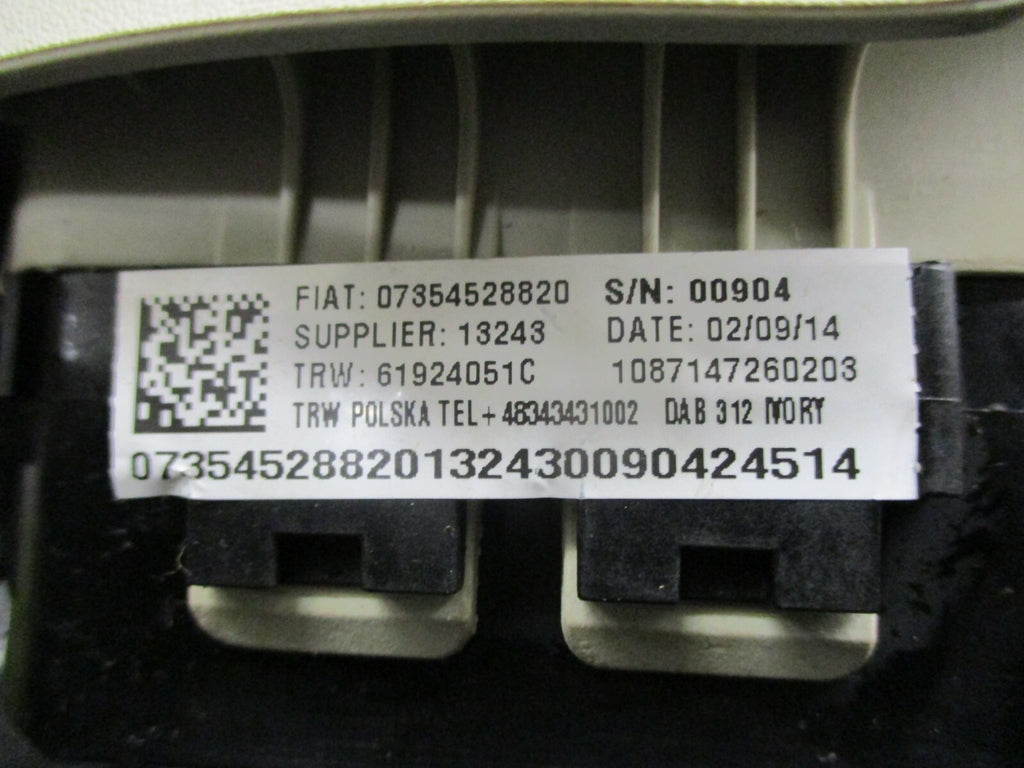 FIAT 500 2014 3 SPOKE CREAM LEATHER STEERING WHEEL AIRBAG UNIT ONLY 61924051C