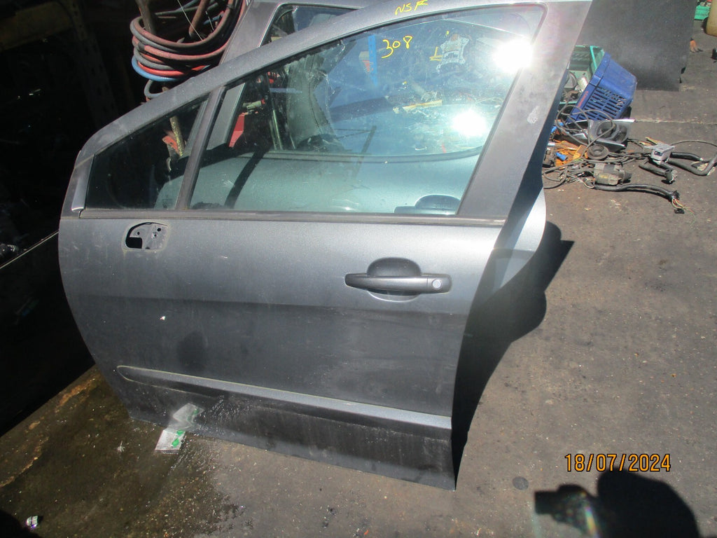2009 PEUGEOT 308 MK1 NSF PASSENGER SIDE FRONT DOOR COMPLETE SHARK GREY KTP