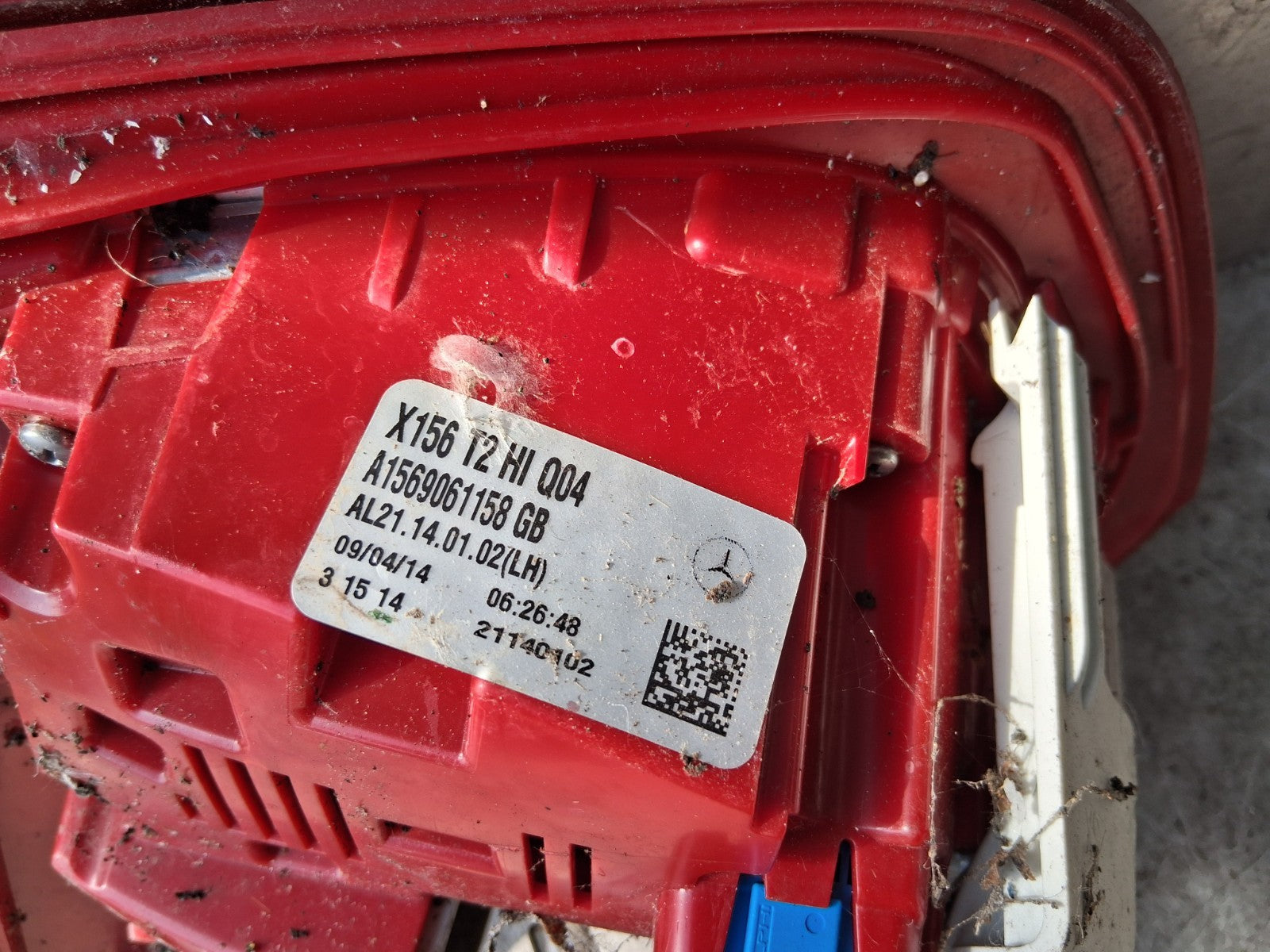 MERCEDES BENZ CLA 2014 NSR PASSENGER SIDE REAR LEFT INNER TAIL LIGHT A1569061158