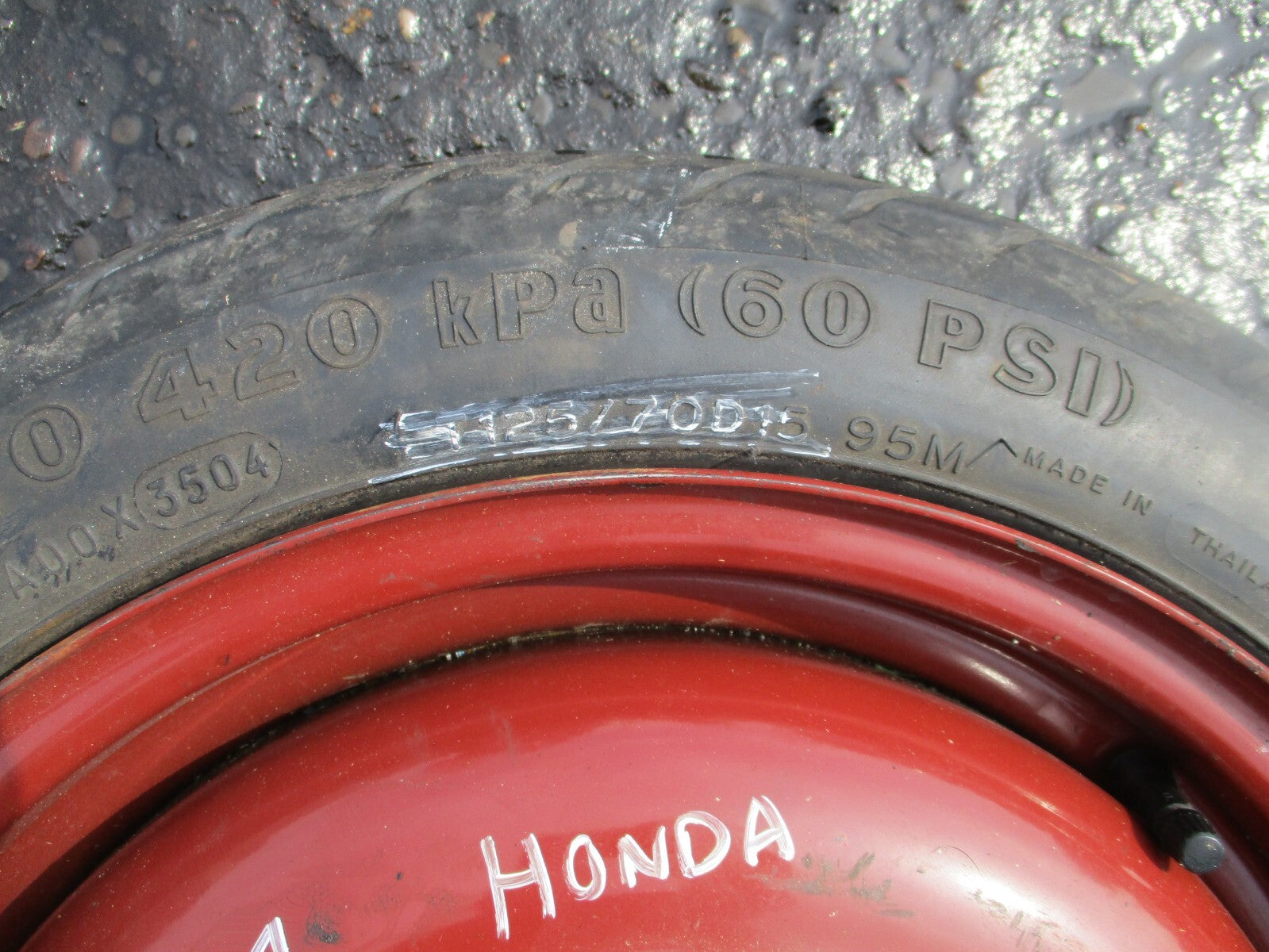 HONDA CIVIC MK7 2004 SPACESAVER WHEEL WITH TYRE T125/70D15