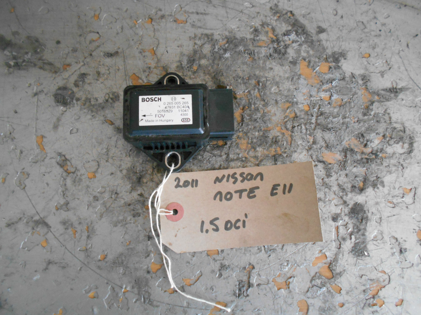 NISSAN NOTE E11 2011 1.5 DCI 88 BHP YAW ACCELERATION RATE SENSOR 0265003265