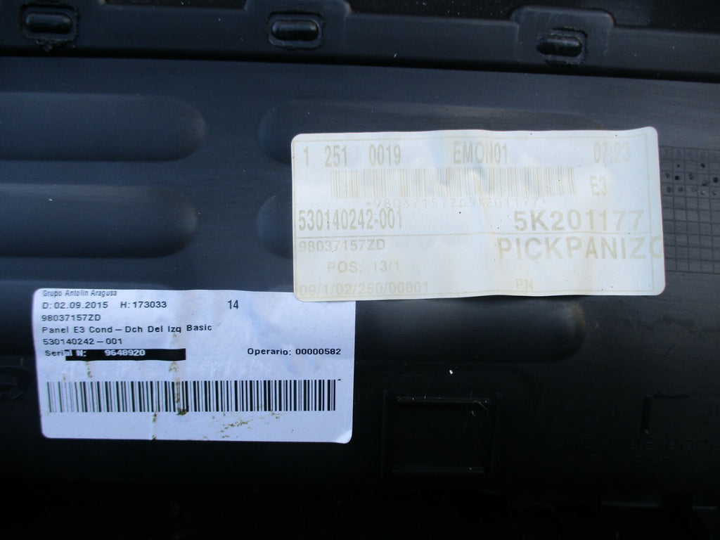 CITROEN C4 CACTUS 2015 NSF PASSENGER SIDE FRONT DOOR CARD PANEL 98037157ZD