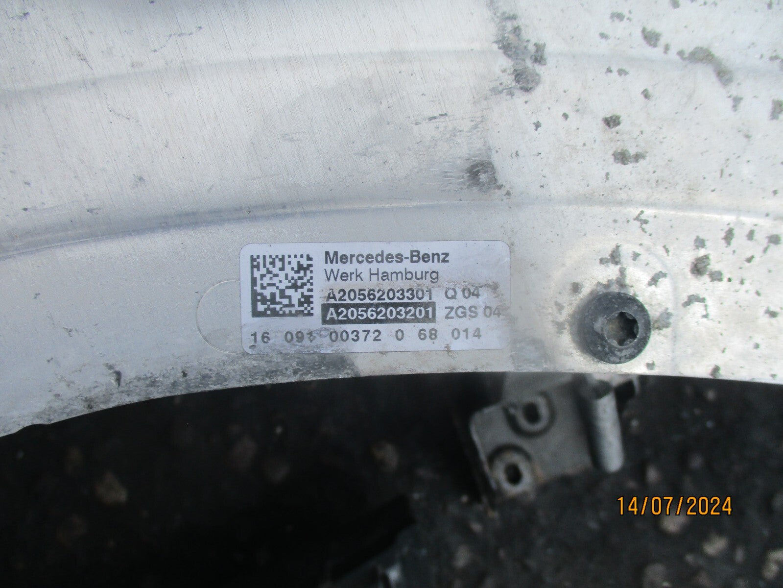 MERCEDES C CLASS W205 2017 FRONT SLAM PANEL RADIATOR SUPPORT BAR A2056203301