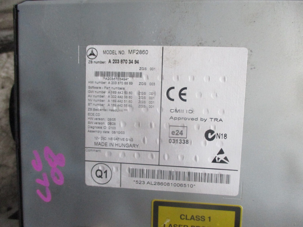 MERCEDES BENZ CLC 2008 W203 RADIO CD PLAYER HEAD UNIT A2038703494