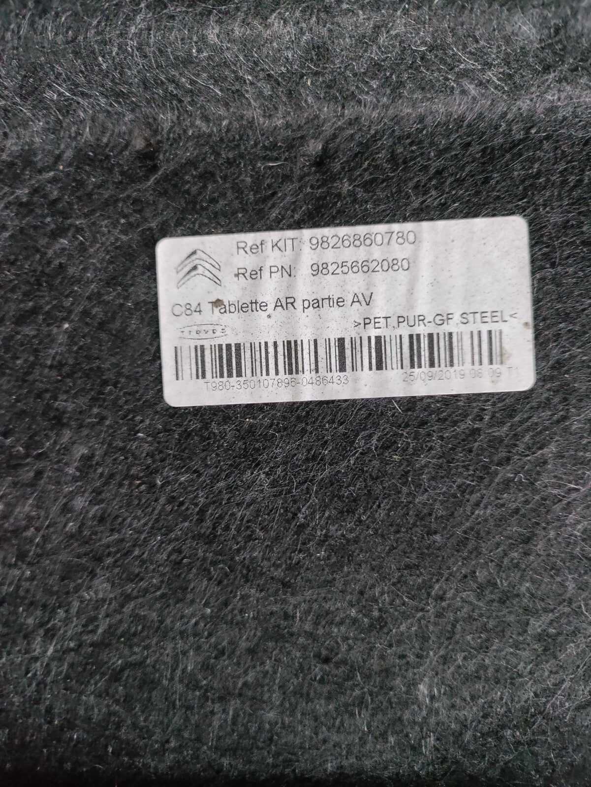CITROEN C5 AIRCROSS 2020 PARCEL SHELF LOAD LOWER 9826860780