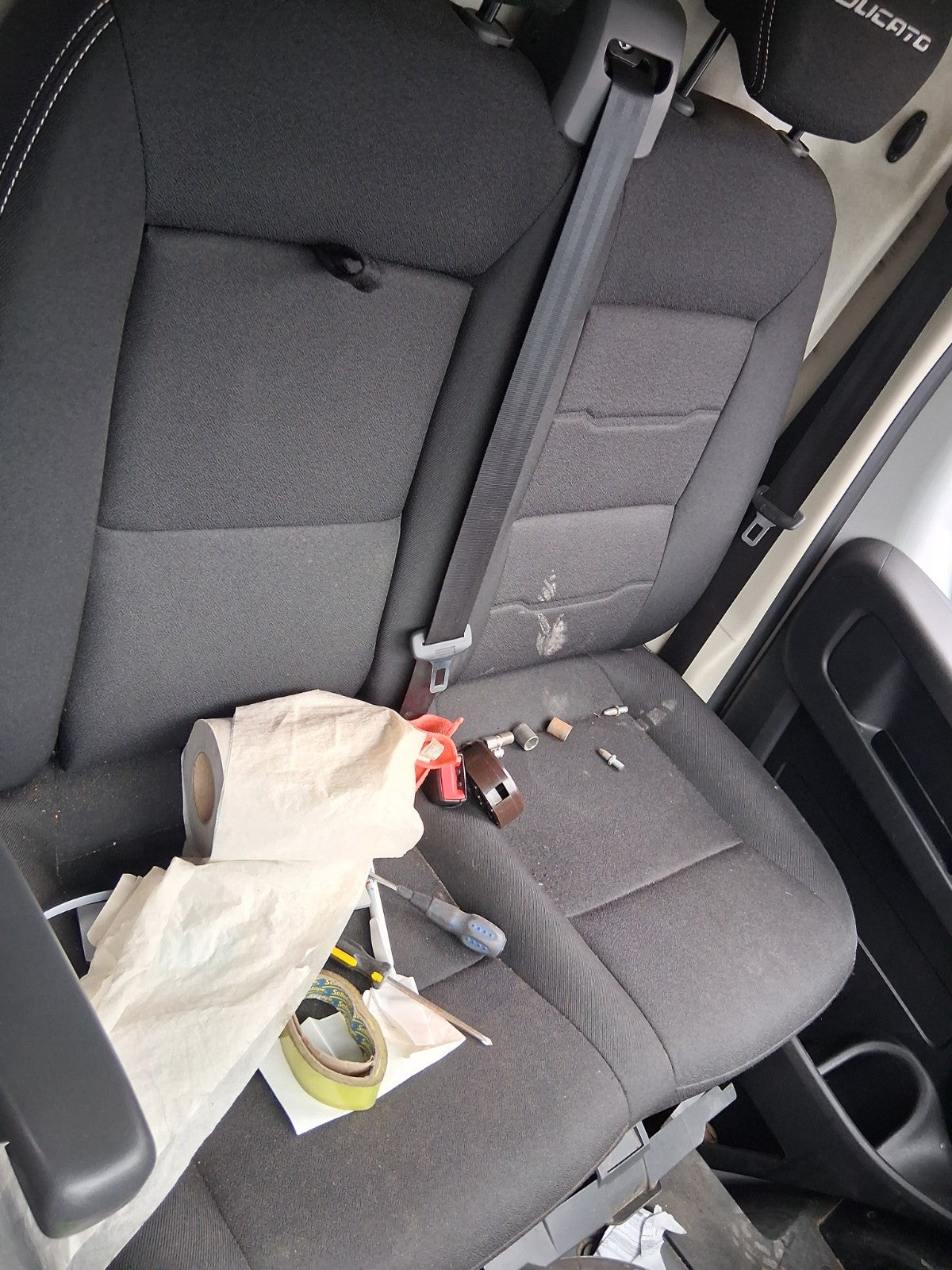 2023 FIAT DUCATO MK3 NSF PASSENGER SIDE FABRIC DOUBLE COMPLETE SEAT