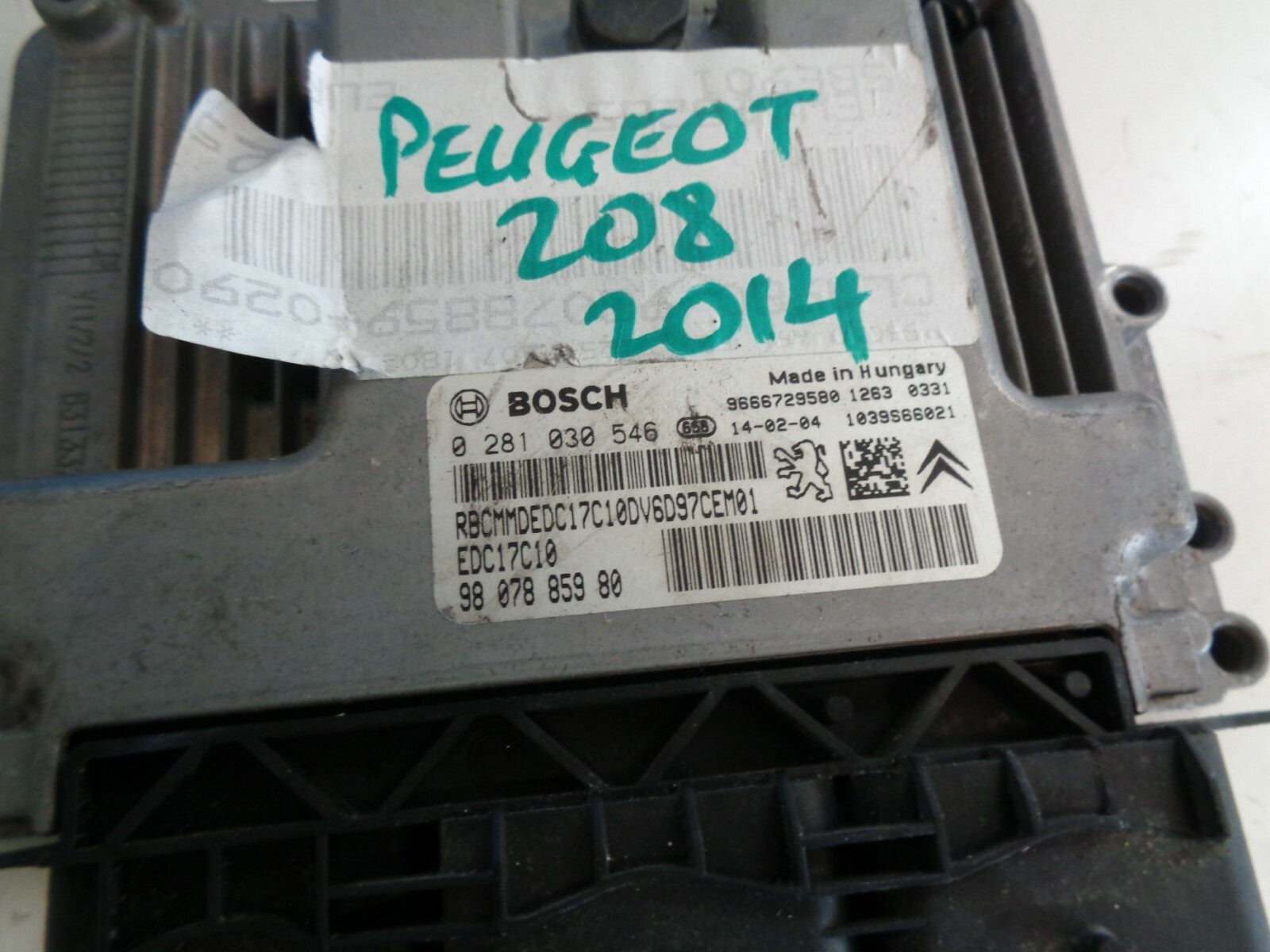 PEUGEOT 208 2014 1.6 HDI DIESEL ENGINE ECU ENGINE CONTROL MODULE 9807885980