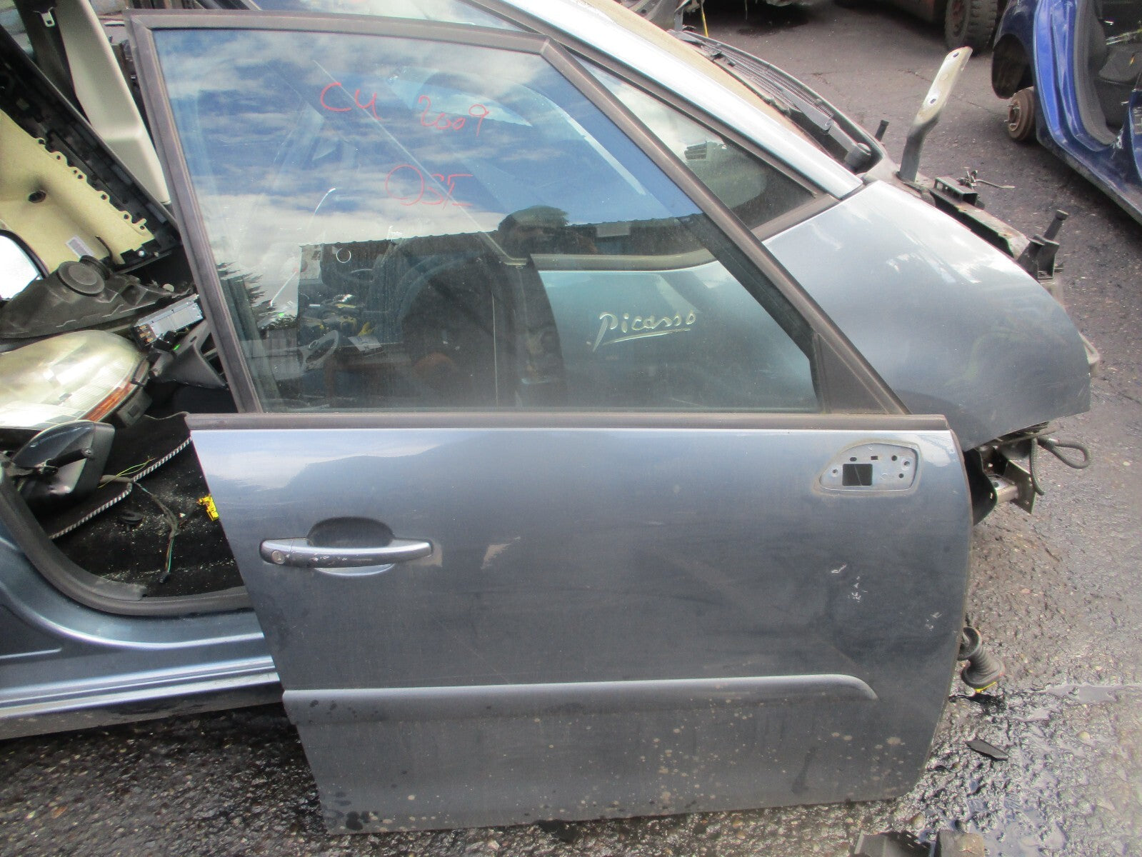 2009 CITROEN C4 GRAND PICASSO OSF DRIVER SIDE FRONT DOOR IRON GREY