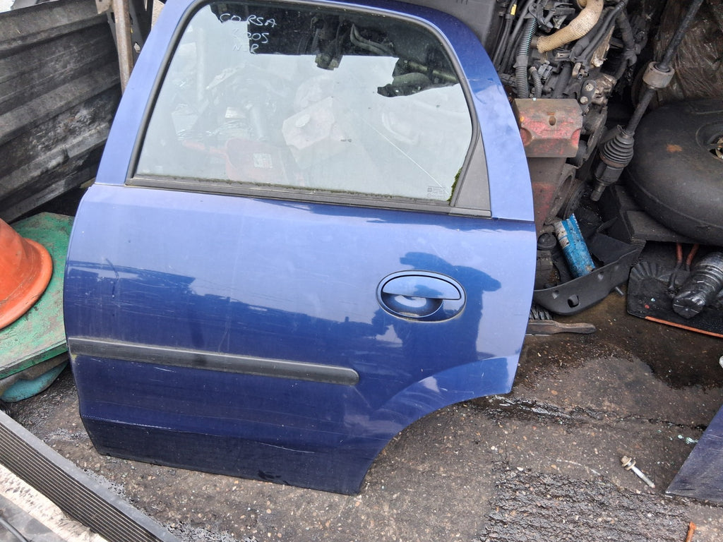 2005 VAUXHALL CORSA C NSR PASSENGER SIDE REAR LEFT COMPLETE DOOR BLUE