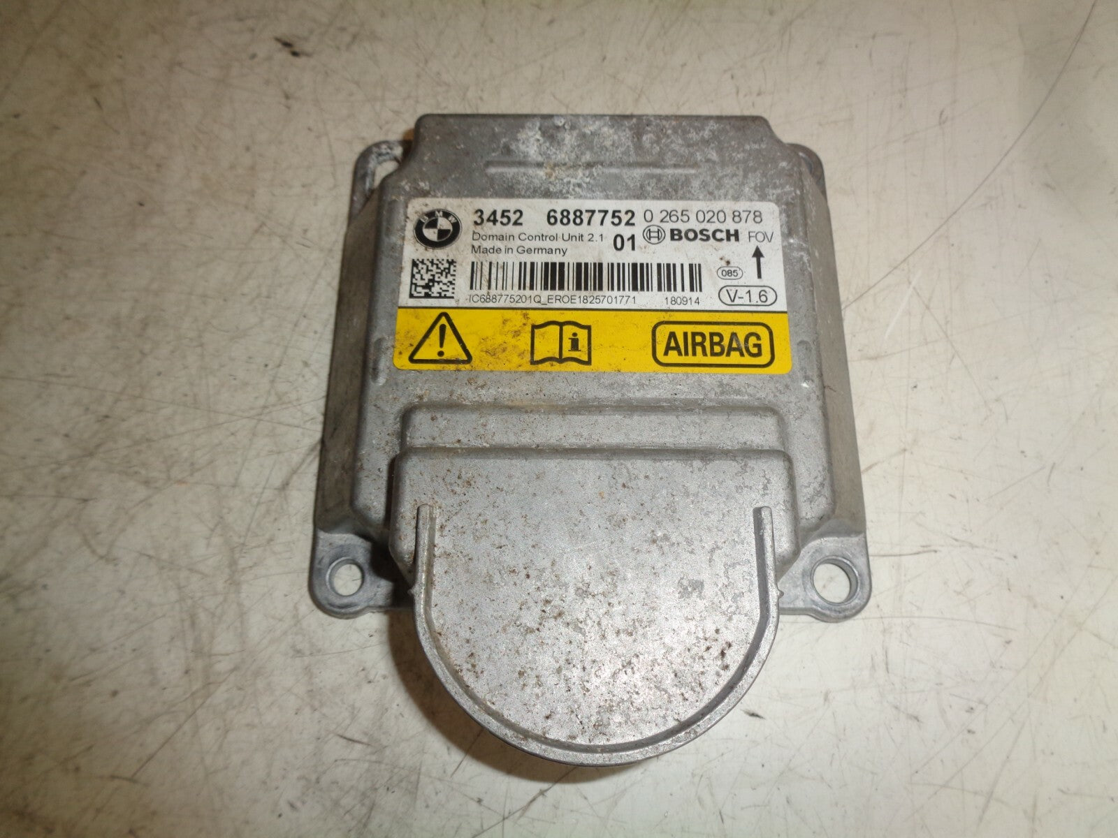 BMW 1 SERIES F20 2019 SRS SAFETY BAG MODULE ECU CONTROL MODULE UNIT 6887752